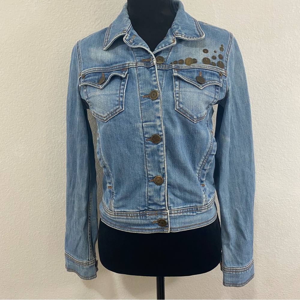 Massimo Dutti Blue Denim Jacket with Accents, 100% Cotton